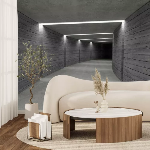 Fotobehang Ruwe betonnen tunnel