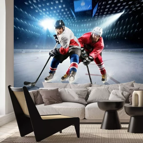 Fotobehang Hockeyspelers vechten om de puck