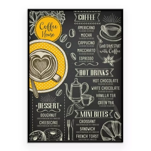 Poster Cafémenu op een schoolbord