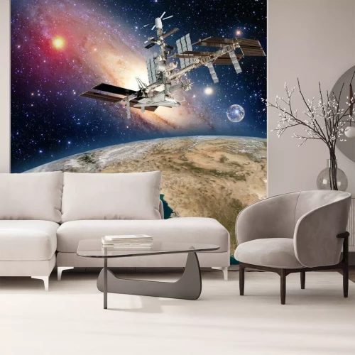 Fotobehang Ruimtestation boven de aarde