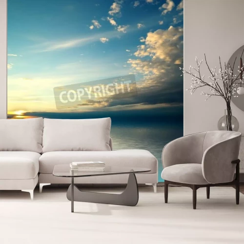 Fotobehang Lucht op een achtergrond van blauw water