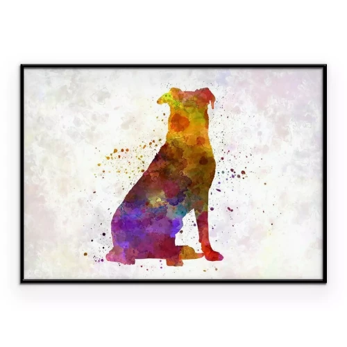 Poster Aquarel silhouet van een hond
