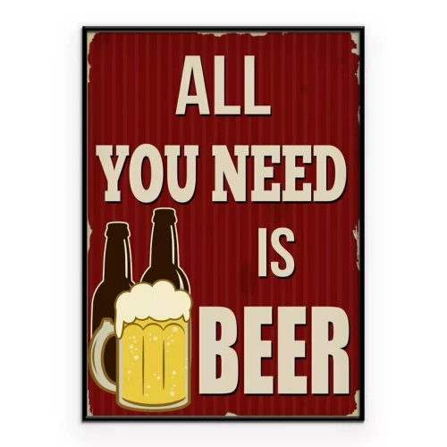 Poster Illustratie in retrostijl met bier en een slogan.