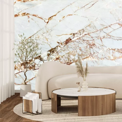 Fotobehang Gebarsten lichtkleurig marmer