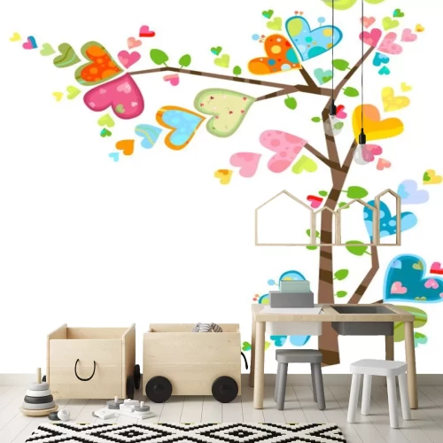 Sticker Boomtak met hartjes in plaats van bladeren