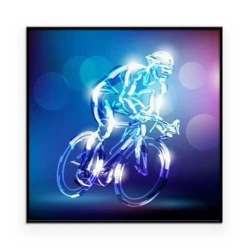 Poster Paarse en blauwe fietserafbeelding