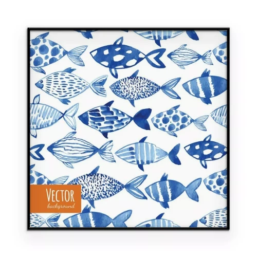 Poster Schilderachtig blauw vispatroon