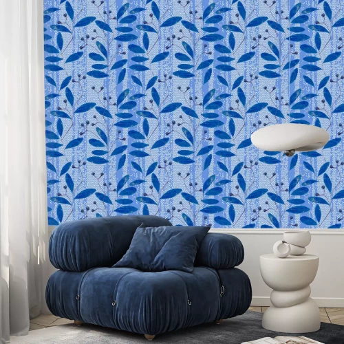 Behang Abstracte blauwe veldplanten