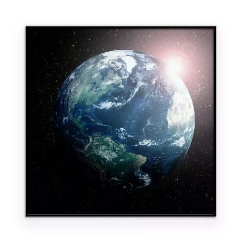 Poster Aarde in de ruimte met Europa, Azië en Afrika