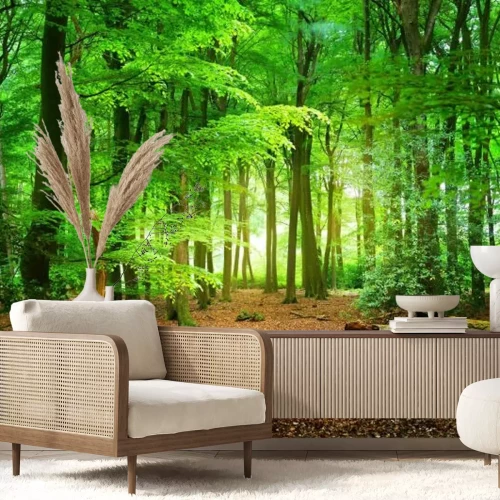 Fotobehang Landschap groen loofbos