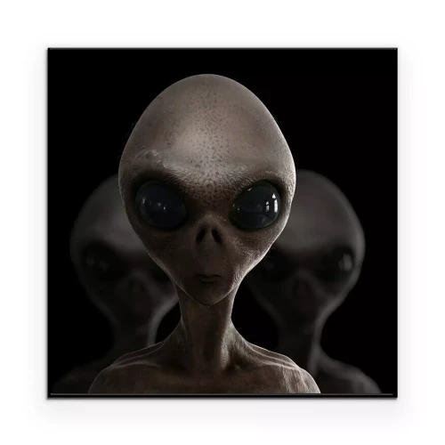 Poster Drie buitenaardse wezens op een donkere achtergrond