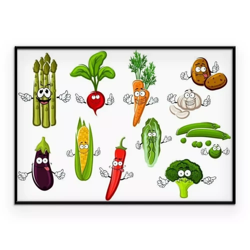 Poster Illustratie van groenten in kinderstijl