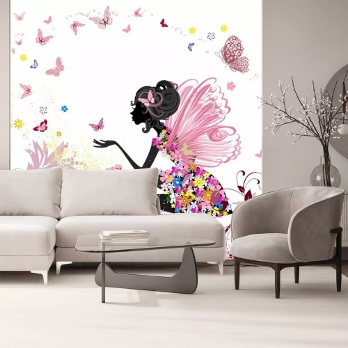 Fotobehang Fee met vliegende vlinders