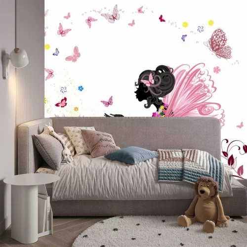 Fotobehang Fee met vliegende vlinders