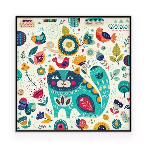 Poster Etno stijl kat