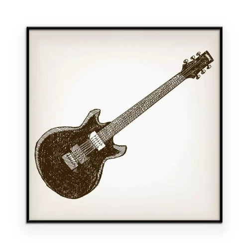 Poster Een cartoonillustratie van een gitaar