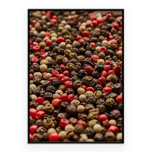 Poster Een mengsel van veelkleurige peperkorrels
