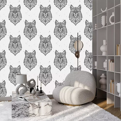 Behang Zwart-witte magische sierwolven