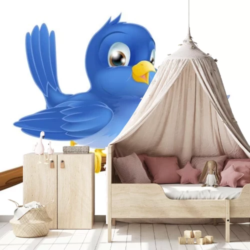 Sticker Blauw vogeltje op een tak