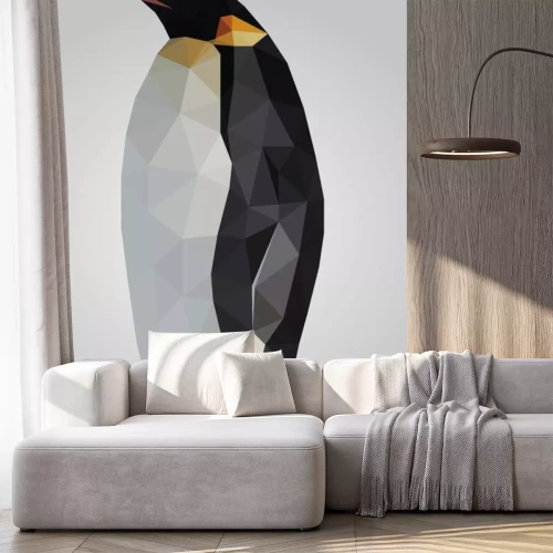 Sticker Penguin vogel staan ​​en kijken vector