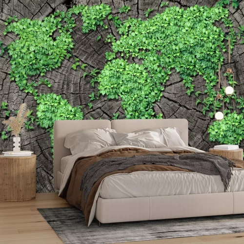 Fotobehang Groene wereldkaart