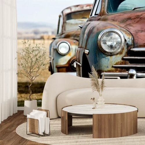 Fotobehang Retro auto's op een autokerkhof