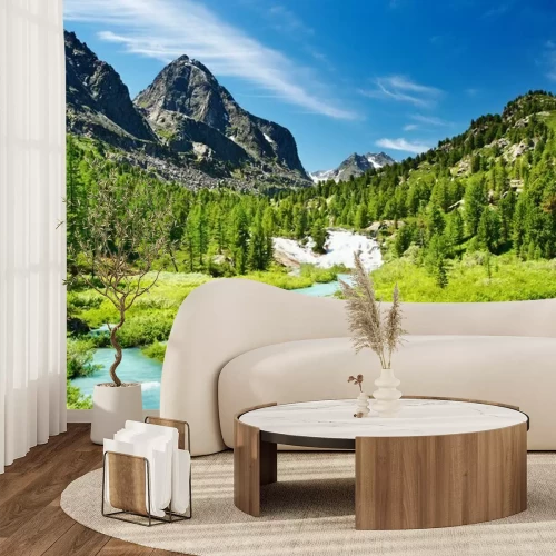 Fotobehang Bergbeek en planten