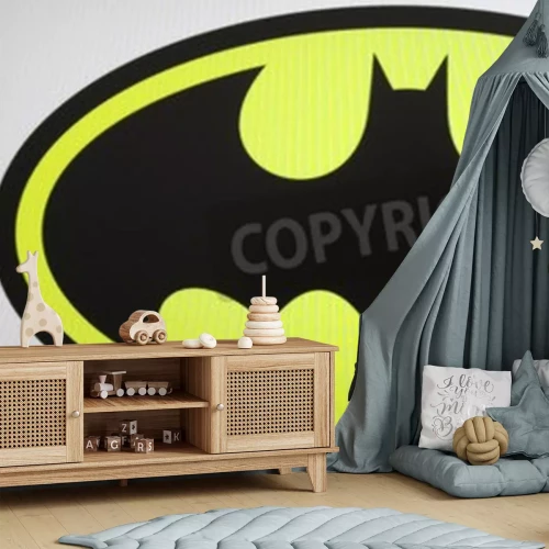Fotobehang Batman-logo op gele achtergrond