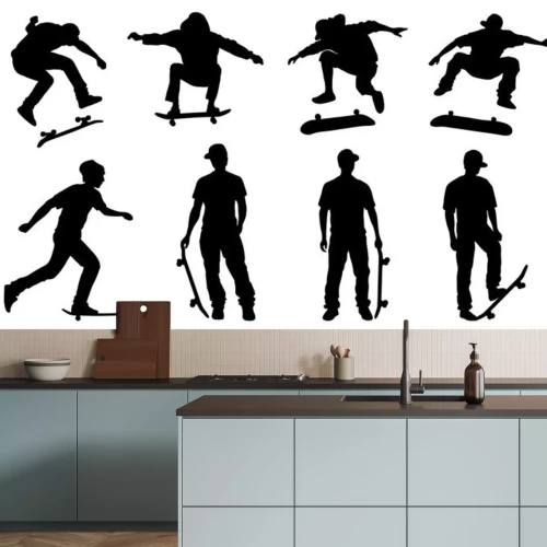 Sticker skateboarder silhouetten