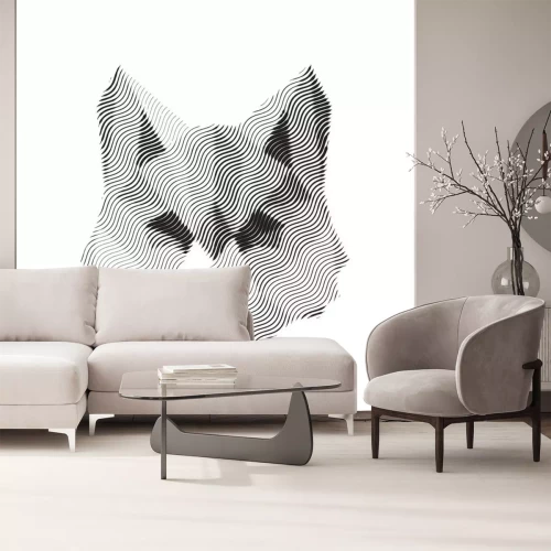 Sticker wolf gegraveerd teken illyustrat vector dieren