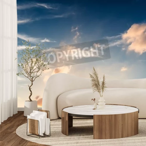 Fotobehang Lucht met ondergaande zon