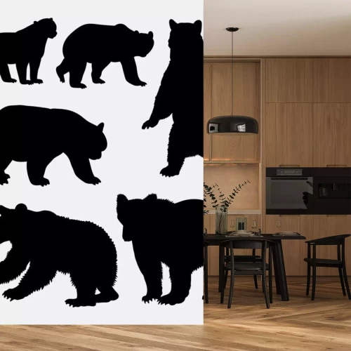 Sticker Bear wild dier silhouet 6. Goed gebruiken voor symbool, logo, web pictogram, mascotte, teken, sticker, of een ontwerp dat u wilt. Makkelijk te gebruiken.