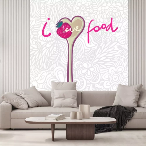 Sticker Vrolijke kleurrijke inscriptie op een floristische achtergrond