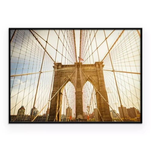 Poster Brooklyn Bridge in de zon in Manhattan
