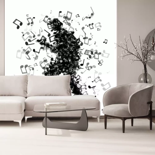 Sticker De mens gemaakt van muzieknoten dansen