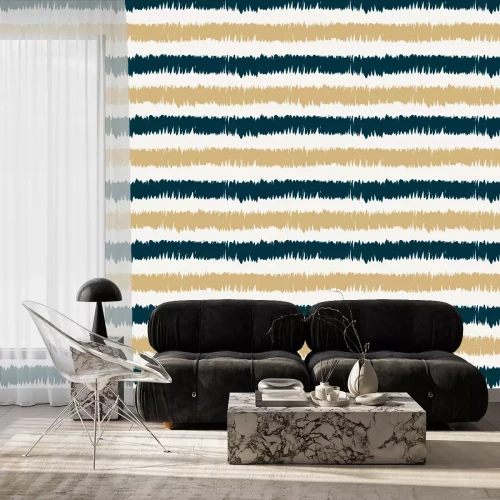 Behang Onregelmatig strepen patroon in twee kleuren