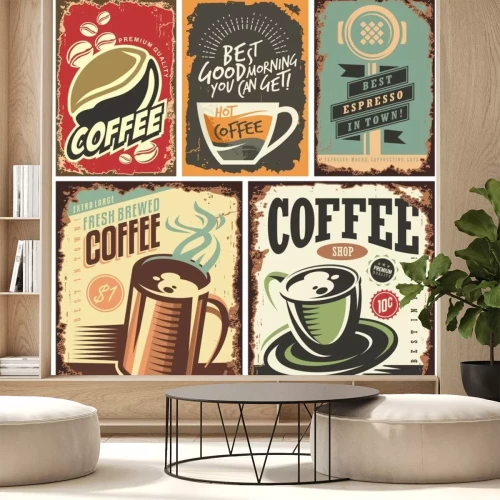 Sticker Koffiekopjes op retro graphics