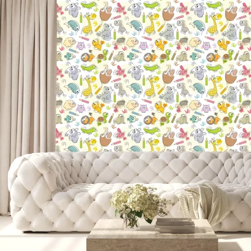 Behang Cartoon kleurrijke dieren