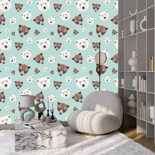 Behang Naadloos patroon - witte en bruine beren