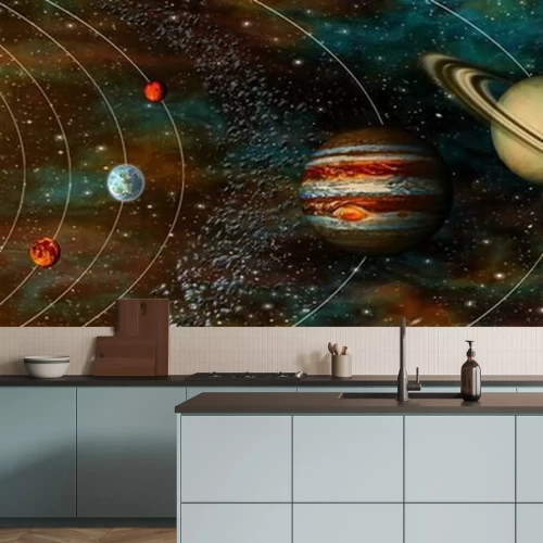 Fotobehang Zonnestelsel in 3D-illustratie