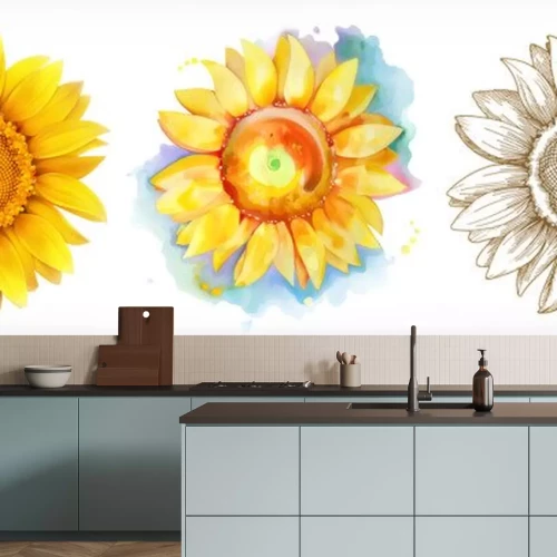 Sticker Zonnebloem in drie varianten