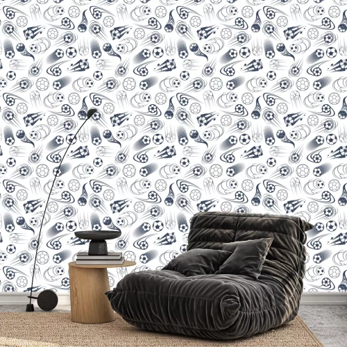 Behang Voetbal of voetbal ballen naadloos patroon