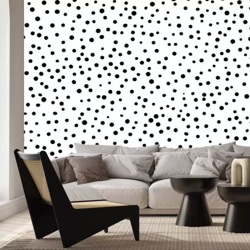 Fotobehang Zwarte stippen op een witte achtergrond