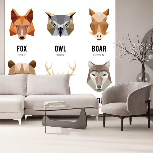 Sticker Lage veelhoek dier logos. Driehoekige geometrische dieren embleemreeks