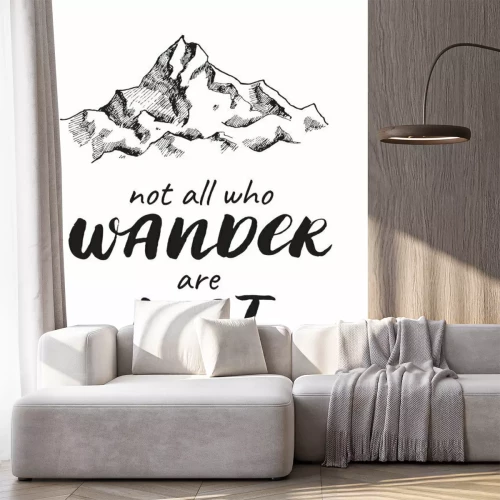 Sticker Vector berg schets tekenen met handwrited offerte.