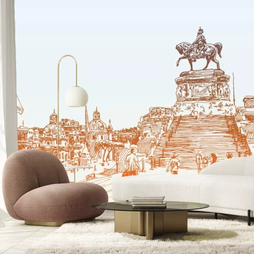 Sticker schets hand tekenen van Rome Italië beroemde stadsgezicht, travel card