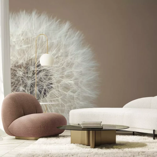 Fotobehang Paardenbloem op beige achtergrond