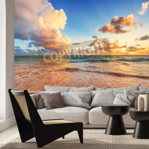 Fotobehang Zonsopgang en de Caribische Zee