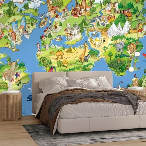 Fotobehang Educatieve wereldkaart voor kinderen