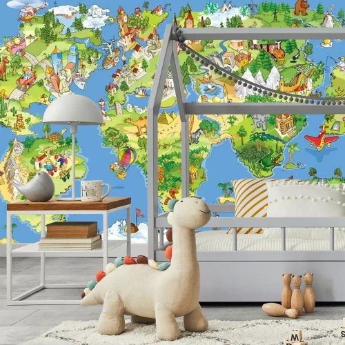 Fotobehang Educatieve wereldkaart voor kinderen